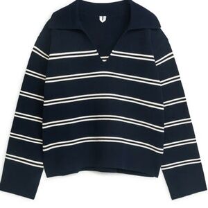LIKE NEW Arket Striped Cotton Jumper – Navy & Cream (CA$90)